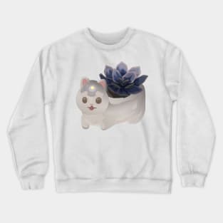 White Succulent Cat! Crewneck Sweatshirt